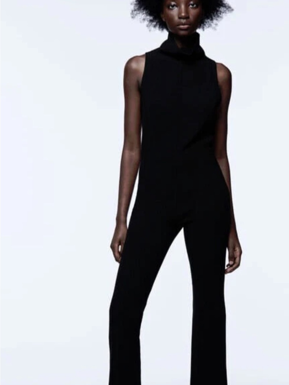 Zara Black Sleeveless Turtleneck Jumpsuit
